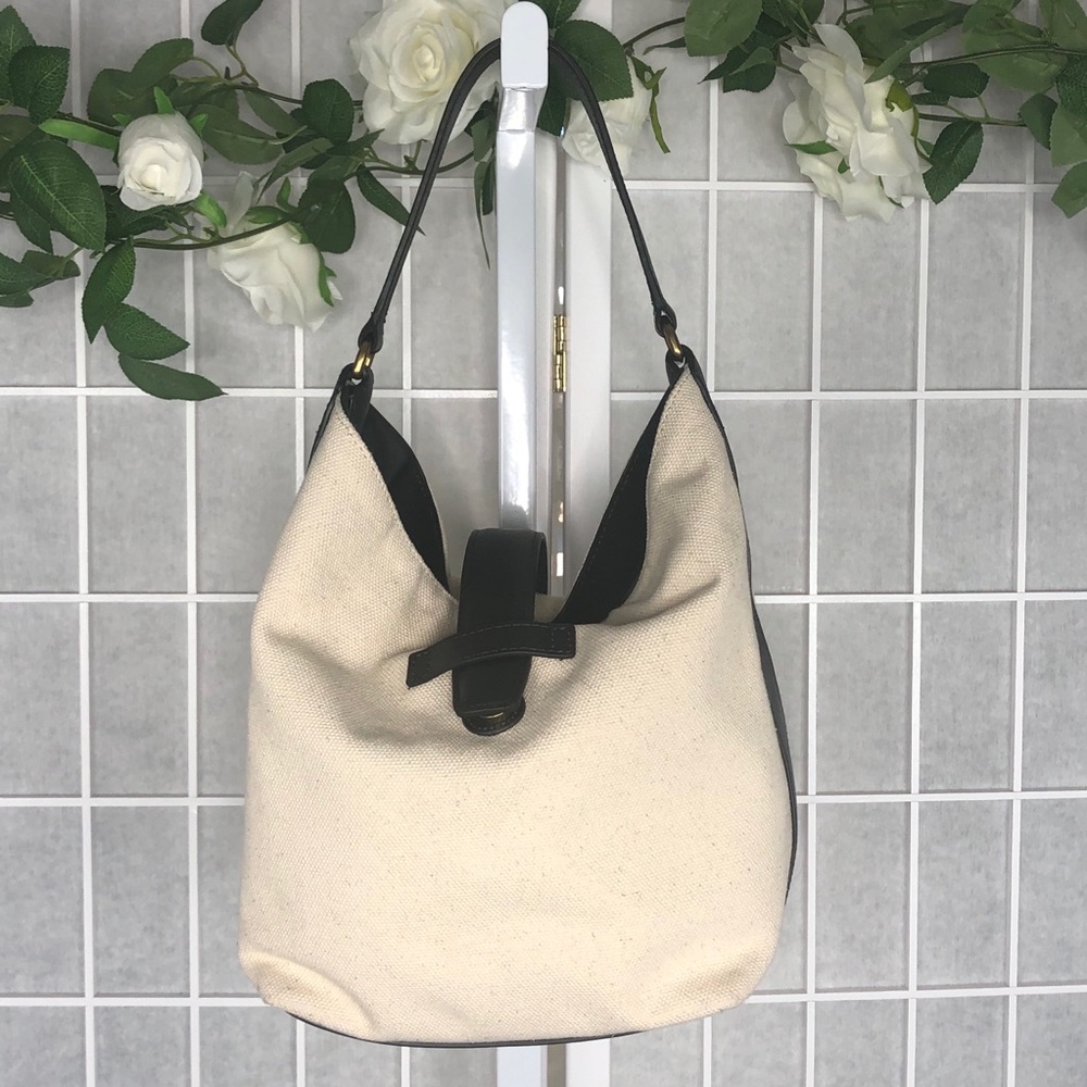 J Crew Women’s Linen and Leather Hobo Handbag